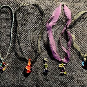 Set of five whimsical pendant necklaces